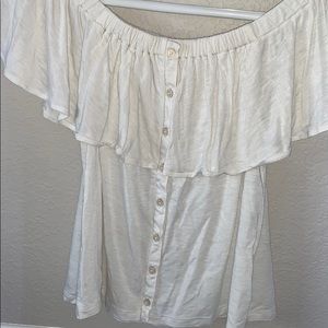 Off the shoulder white shirt